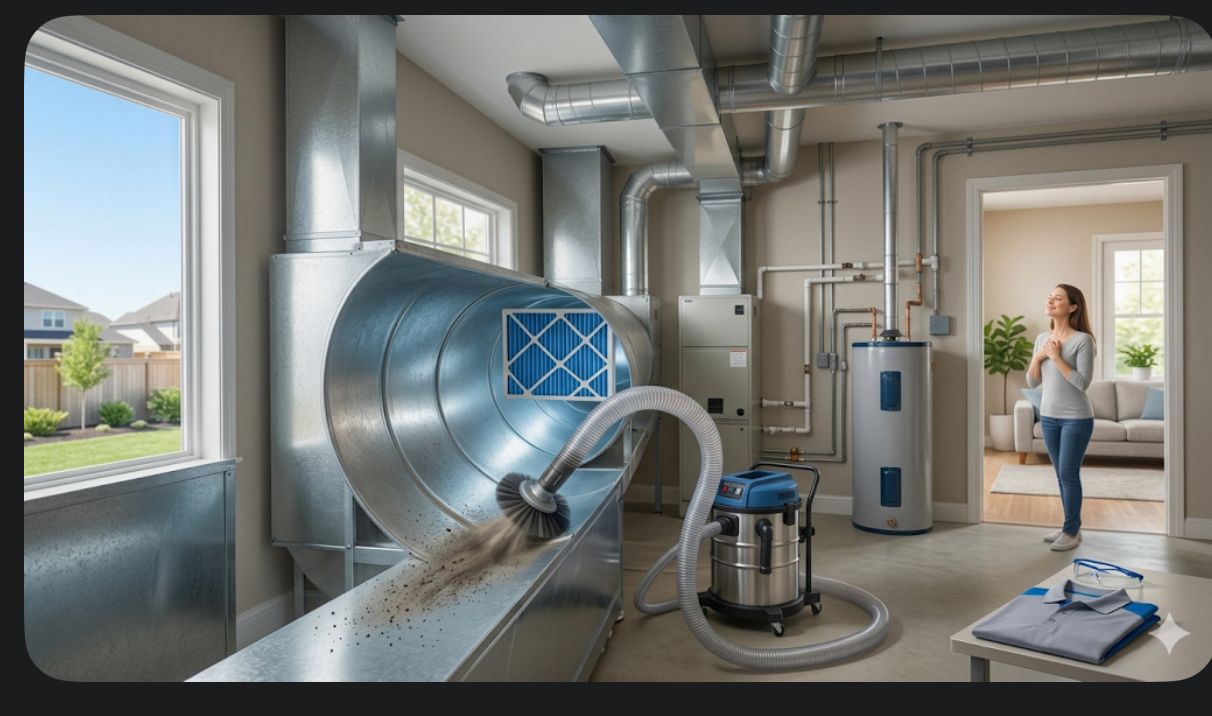 HVAC unit during professional cleaning