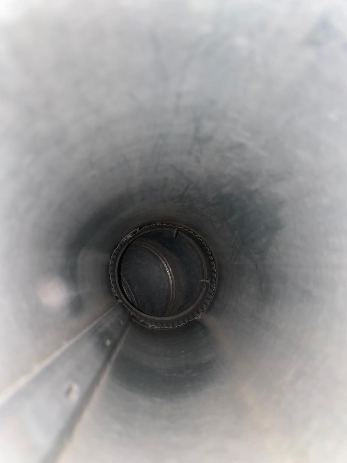 Clean round air duct after professional cleaning